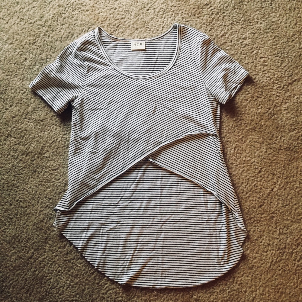 H.I.P. Black and white striped, high low top.